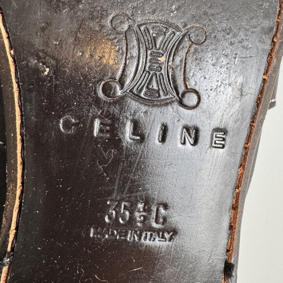 Celine Brown Leather Contrast Stitching Loafer size 35.5 C - Picture 6 of 8